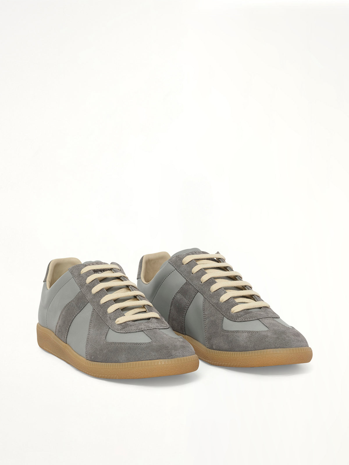 Replica Leather Sneaker in Ghost Gray Front View | MAISON MARGIELA