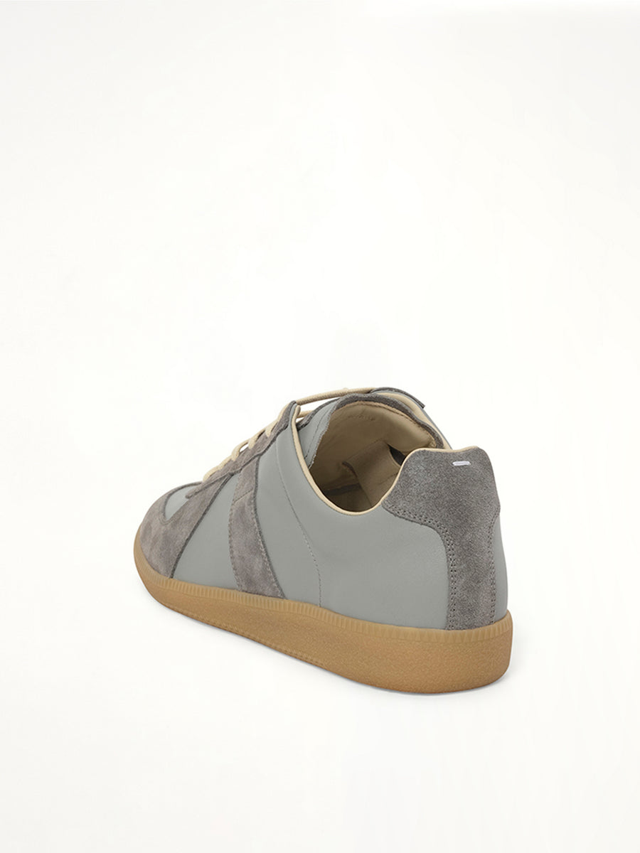 Replica Leather Sneaker in Ghost Gray Back View | MAISON MARGIELA