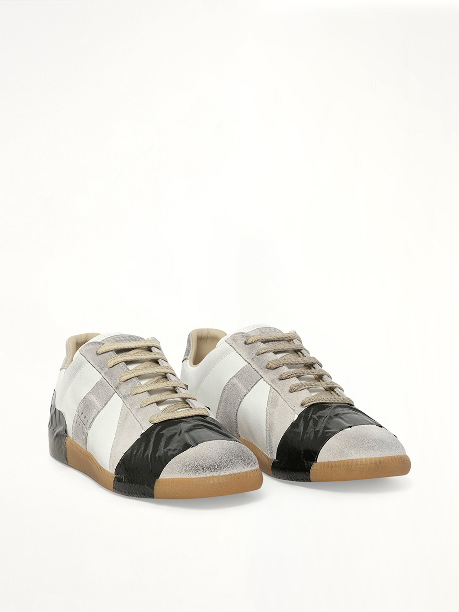 Replica Tape Sneaker in Off White/Black Front View | MAISON MARGIELA