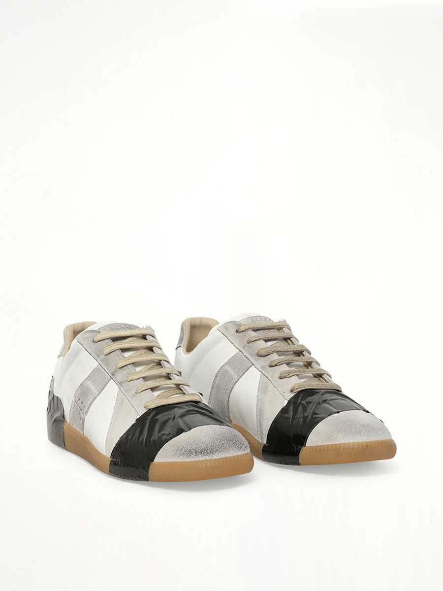 Replica Tape Sneaker in Off White/Black Front View | MAISON MARGIELA