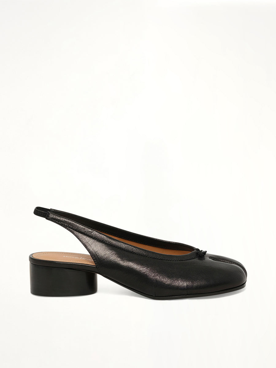 Tabi New Ballerina Slingback H30 in Black Side View | MAISON MARGIELA