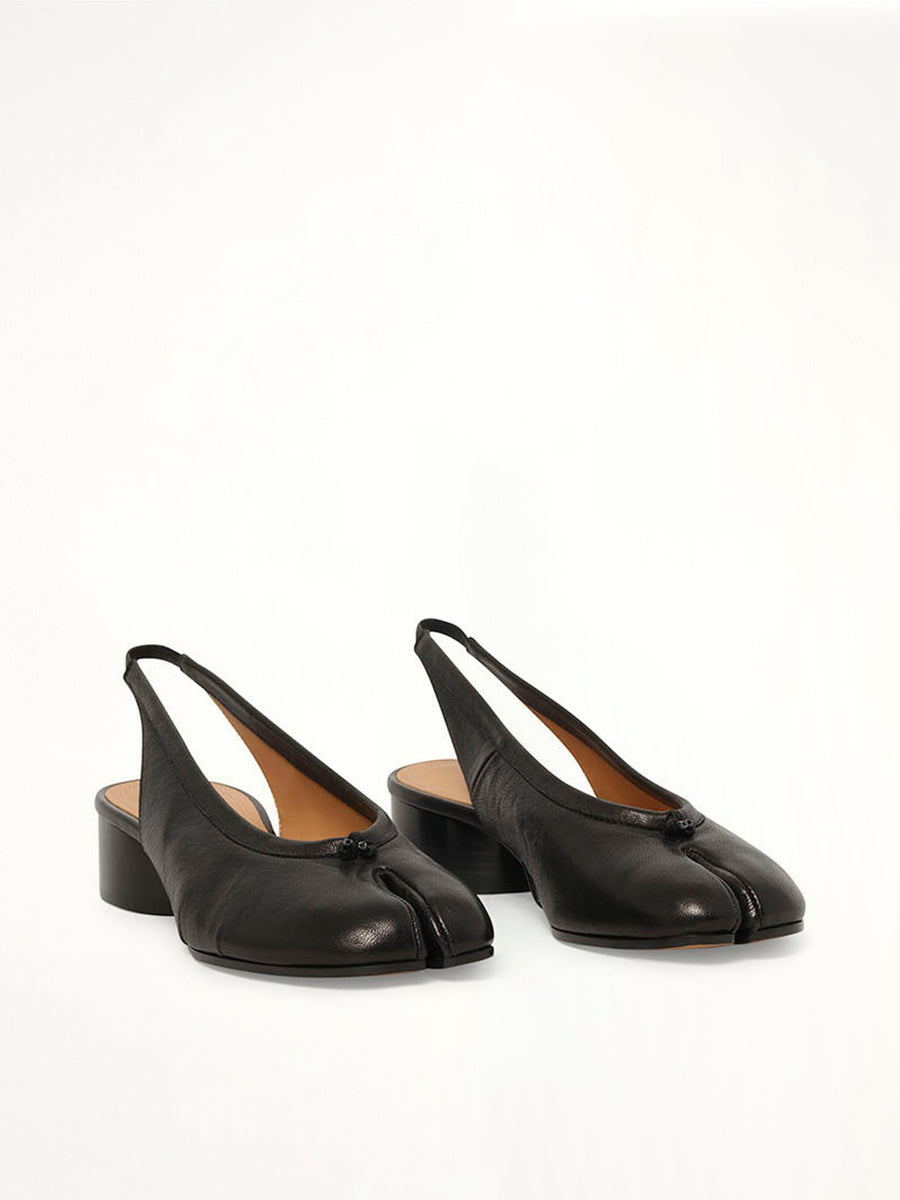Tabi New Ballerina Slingback H30 in Black Front View | MAISON MARGIELA