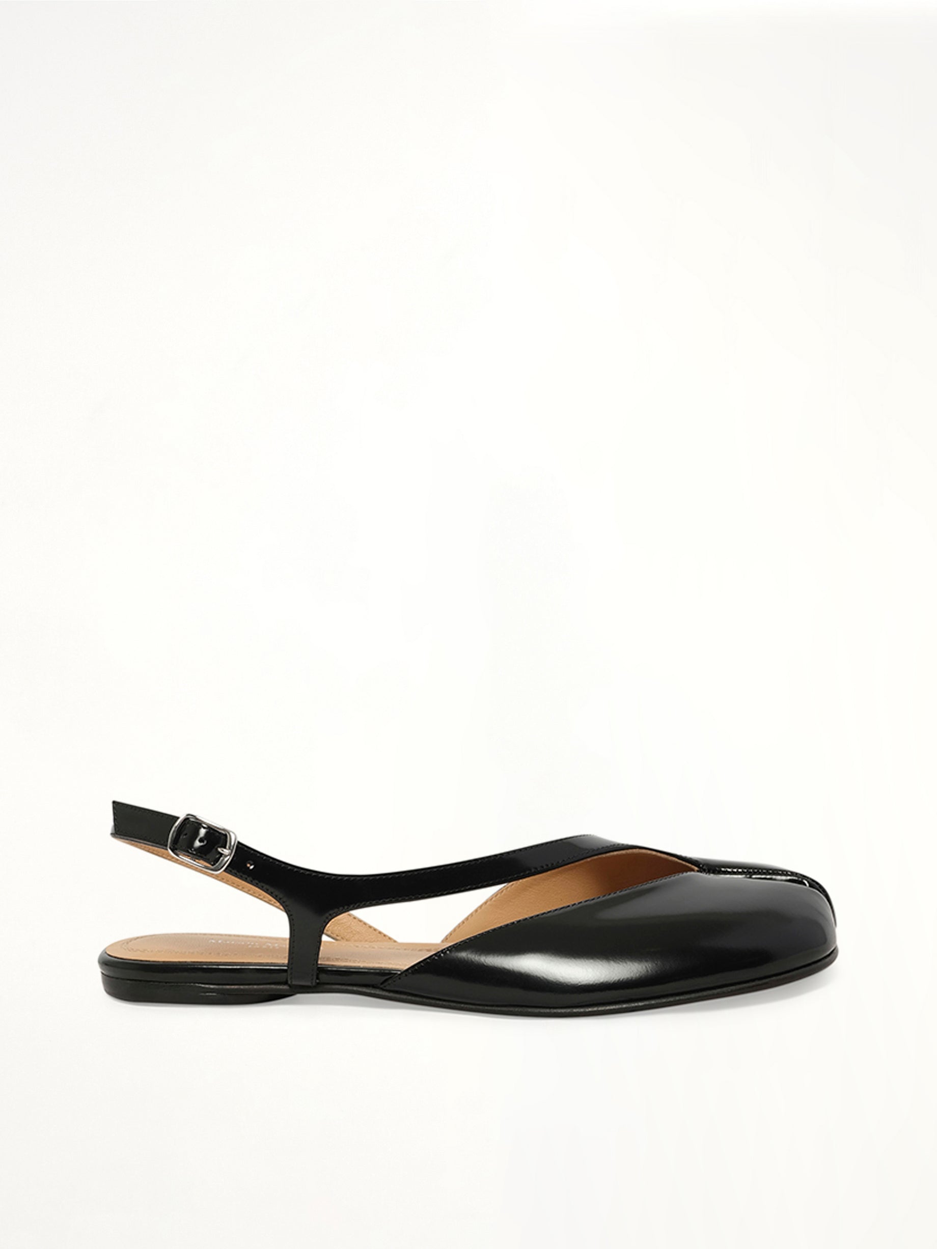 Tabi Flat Slingback in Black Side View | MAISON MARGIELA