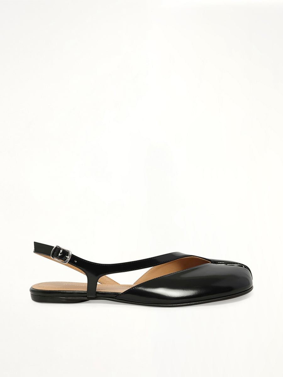Tabi Flat Slingback in Black Side View | MAISON MARGIELA