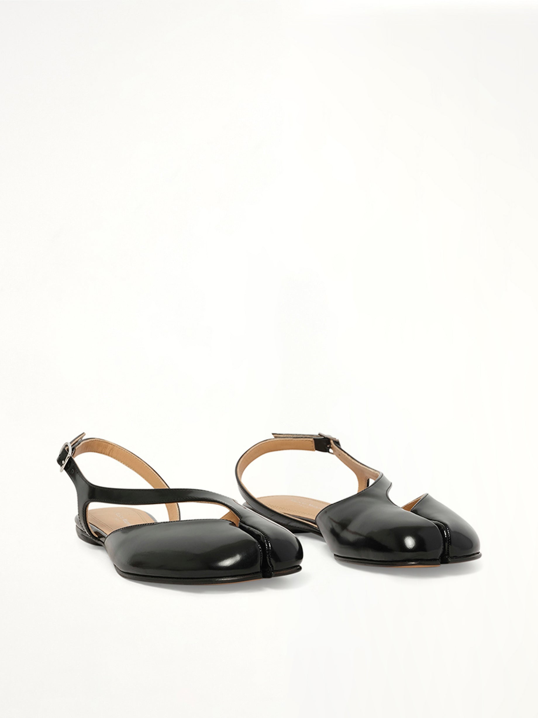 Tabi Flat Slingback in Black Front View | MAISON MARGIELA