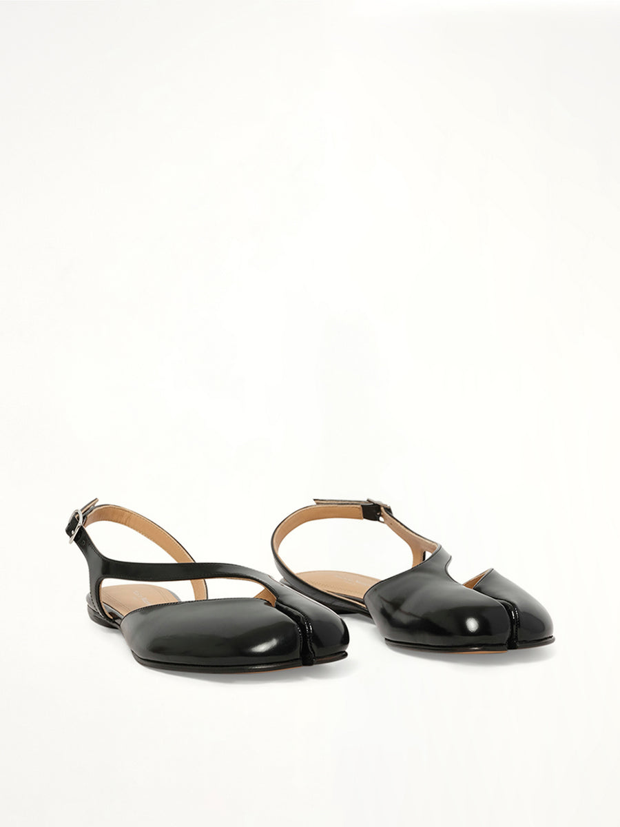 Tabi Flat Slingback in Black Front View | MAISON MARGIELA