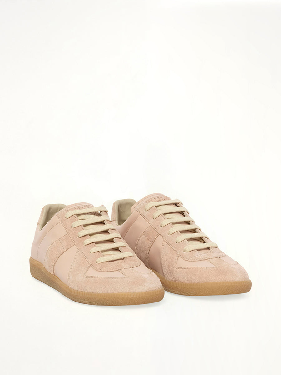 Replica Leather Sneaker in Almond Peach Front View | MAISON MARGIELA