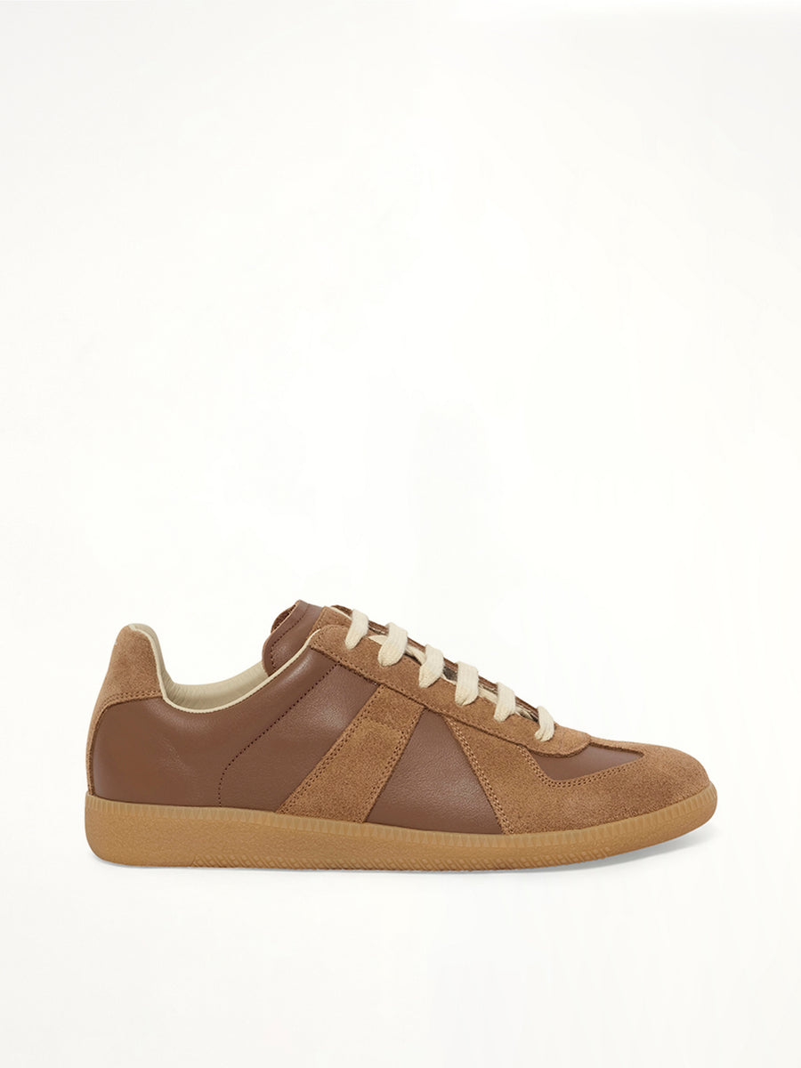 Replica Leather Sneaker in Emperador Side View | MAISON MARGIELA
