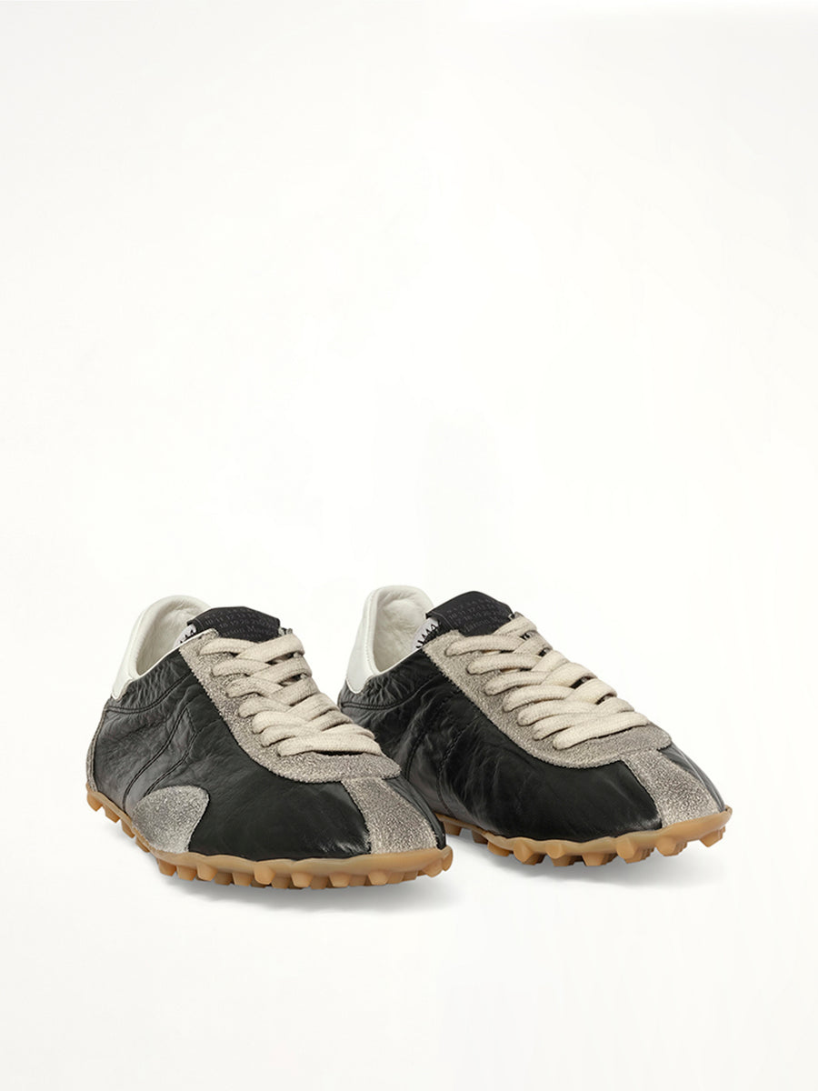 Sprinters Low Sneaker in Black/White/Grey Front View | MAISON MARGIELA