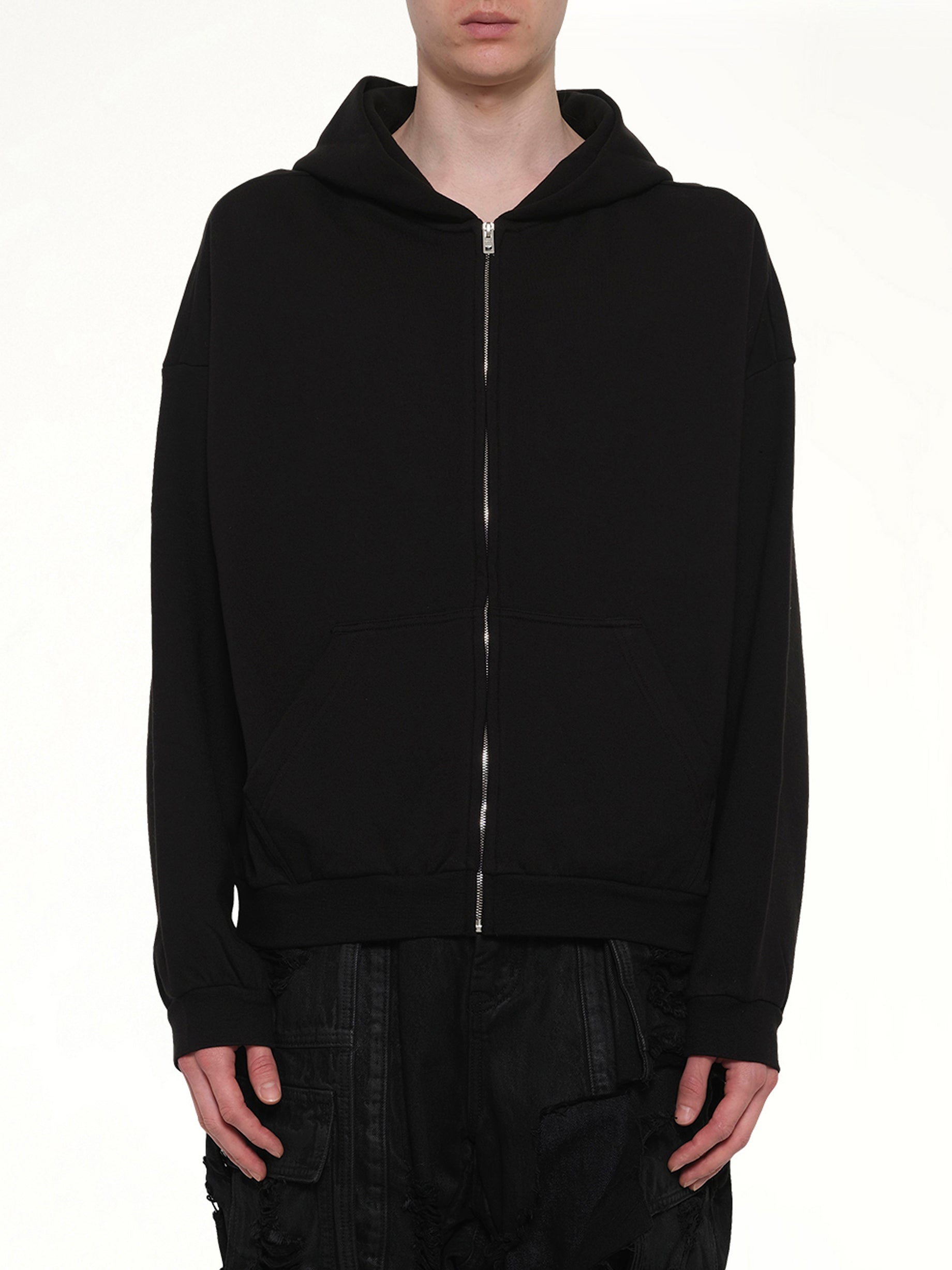 Logo Zip-Up Hoodie in Black