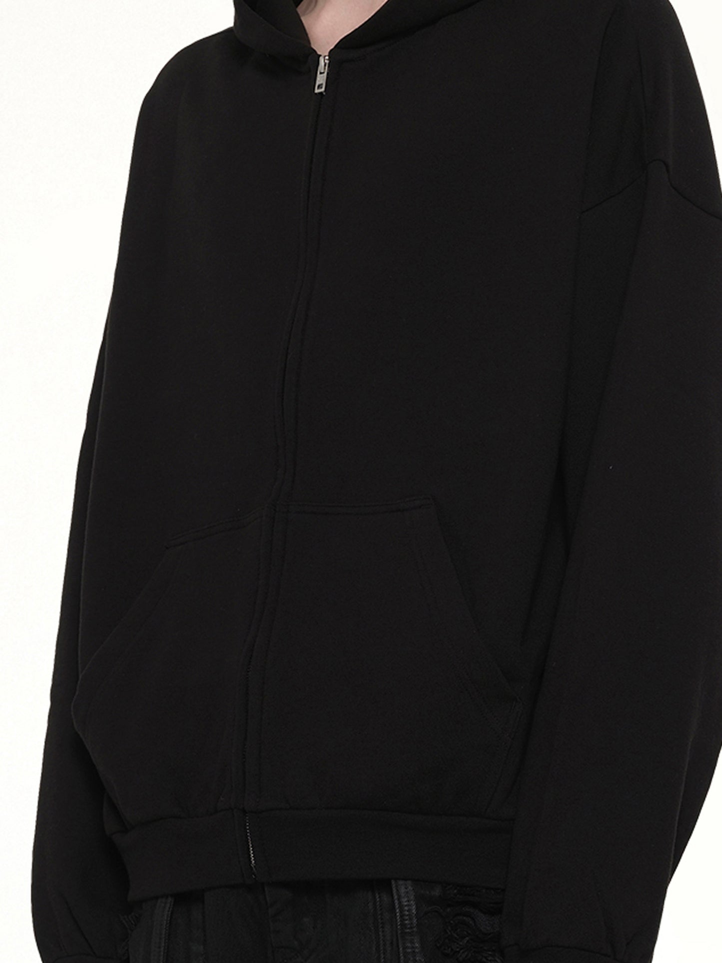 Logo Zip-Up Hoodie in Black