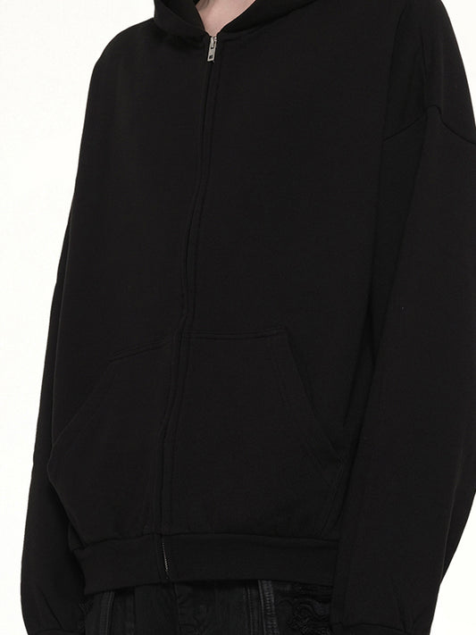 Logo Zip-Up Hoodie in Black
