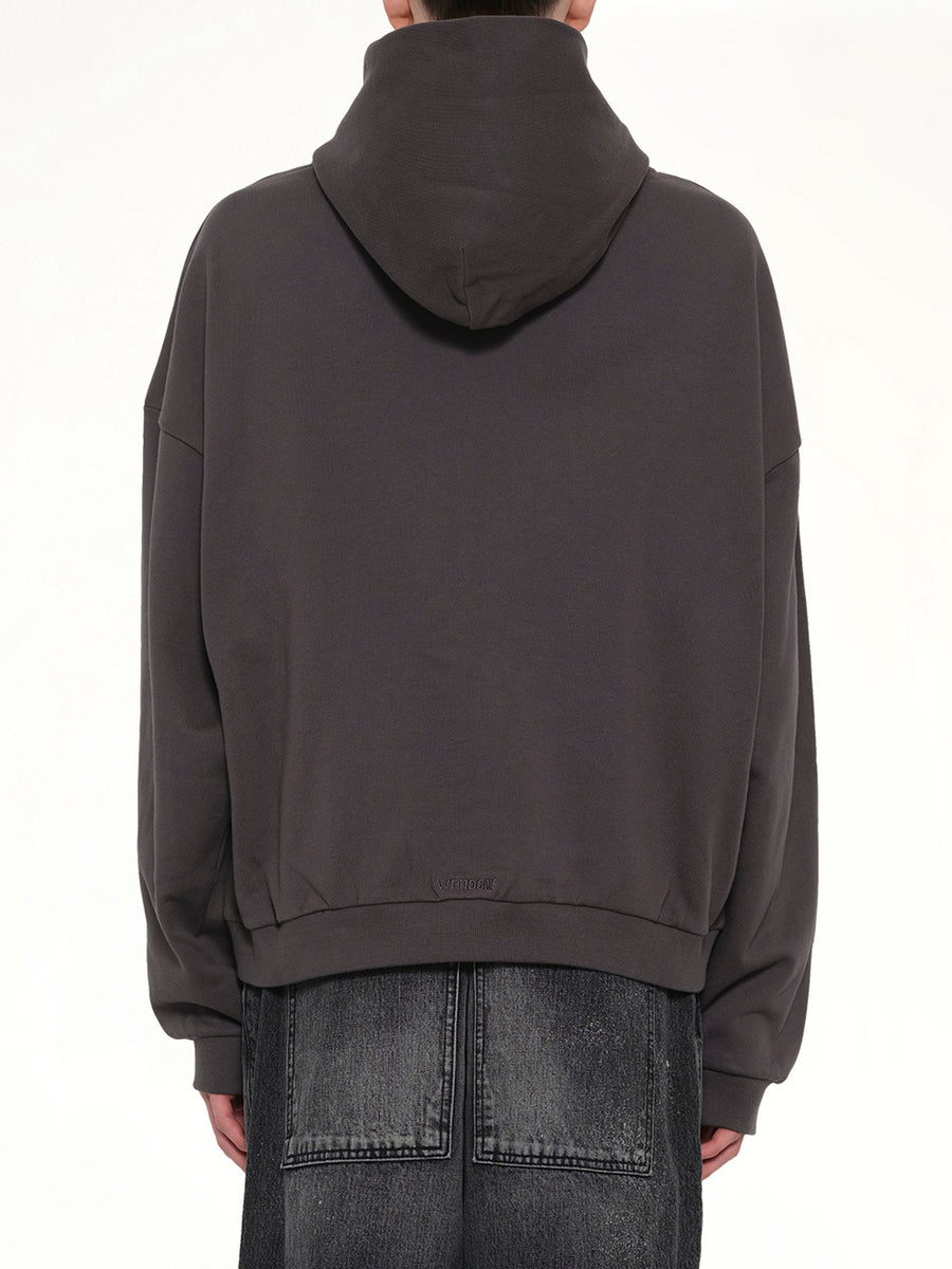 Multi Logo Print Hoodie in Grey