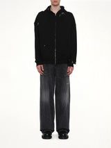 Piercing Detail Zip-Up Hoodie in Black