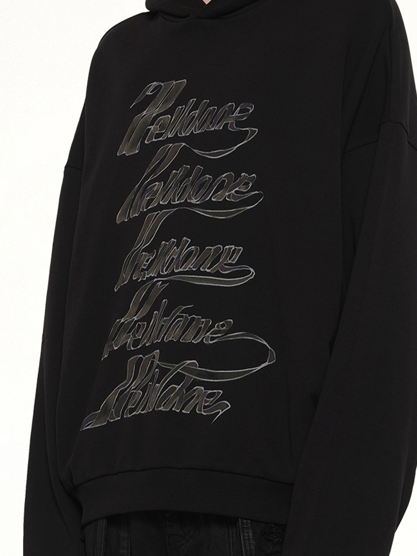 Ribbon Multi-Logo Hoodie in Black