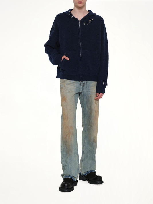 Rose with Thorns Zip-Up Hoodie in Dark Navy