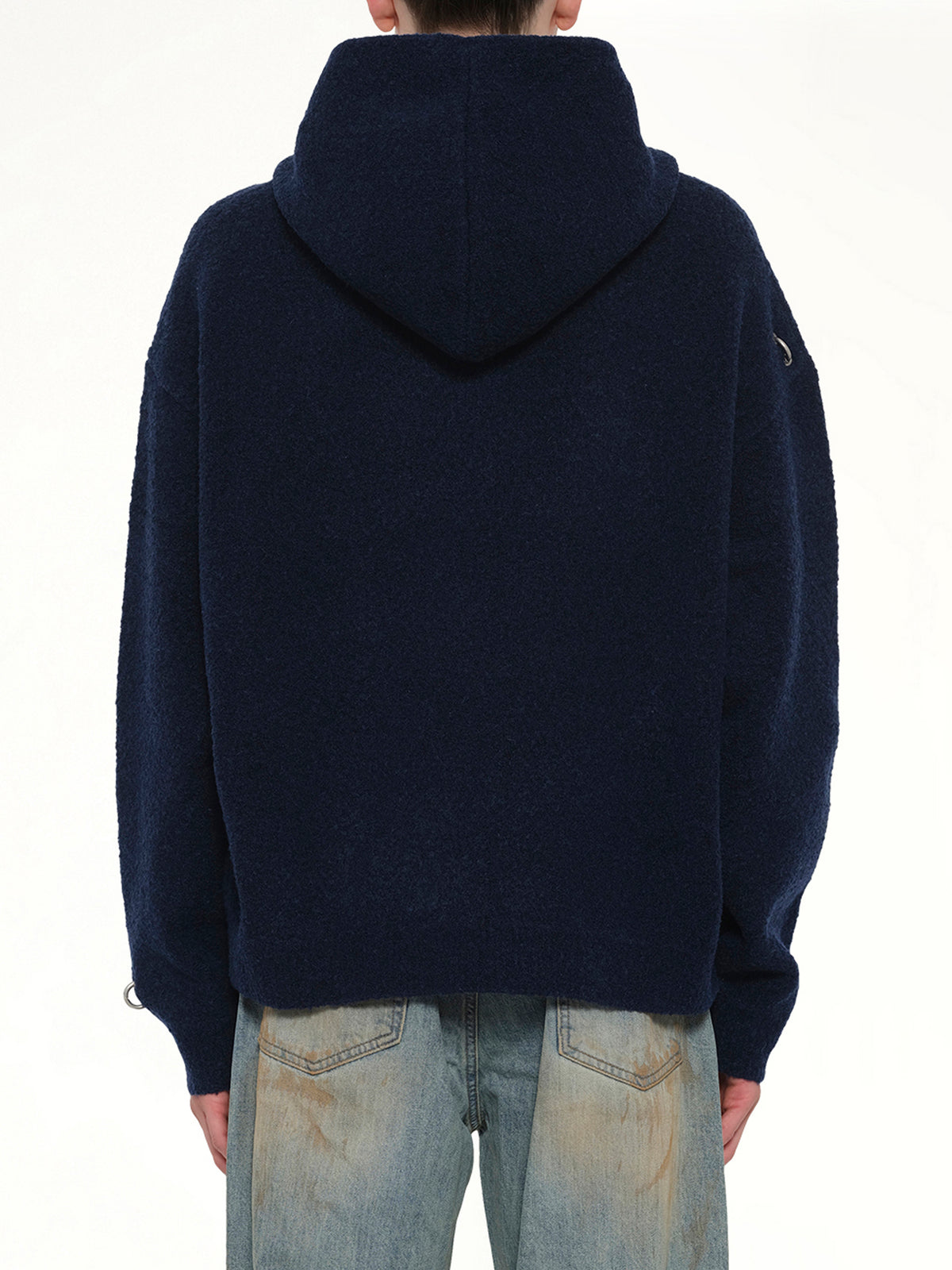 Rose with Thorns Zip-Up Hoodie in Dark Navy