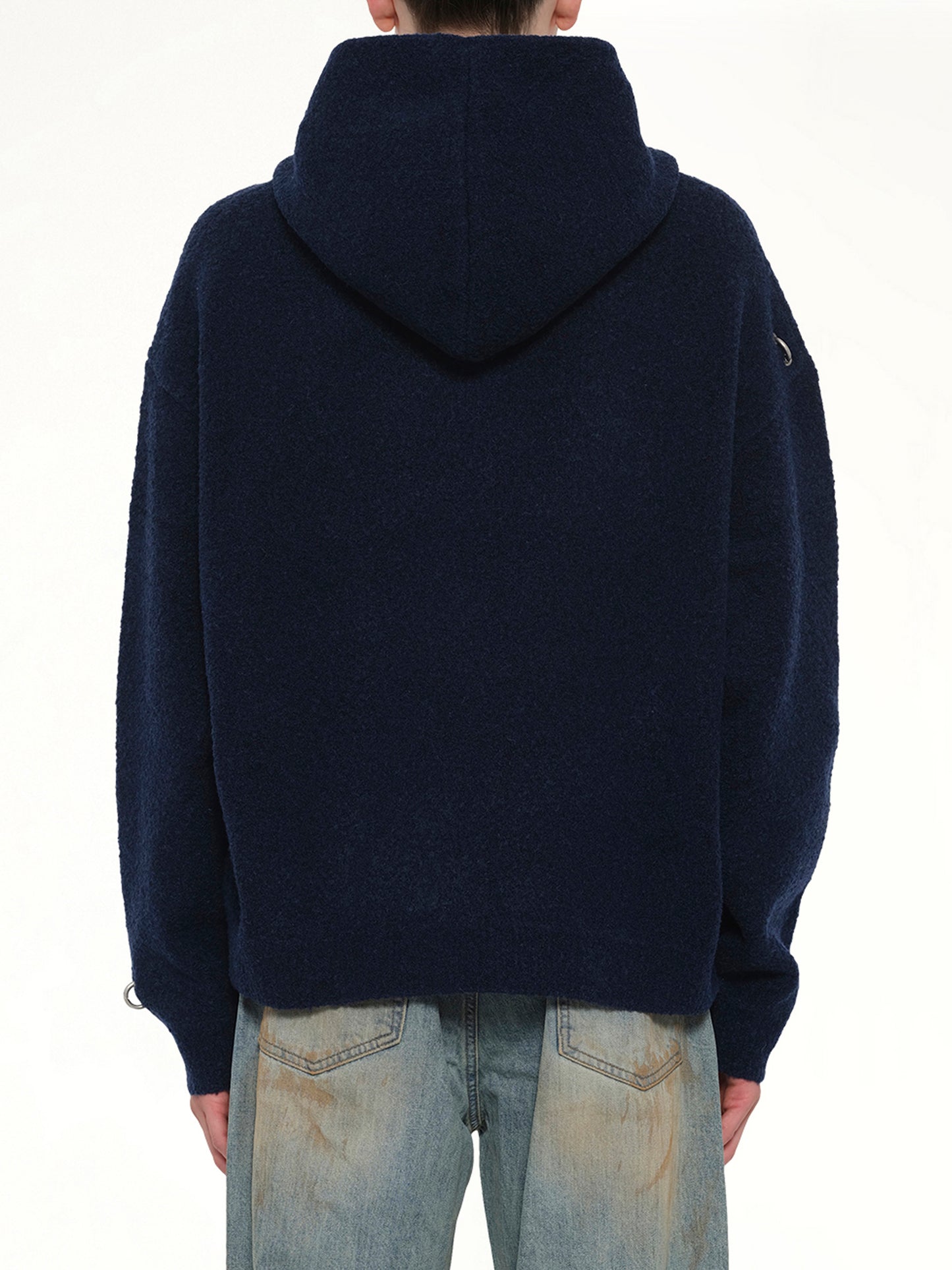 Rose with Thorns Zip-Up Hoodie in Dark Navy