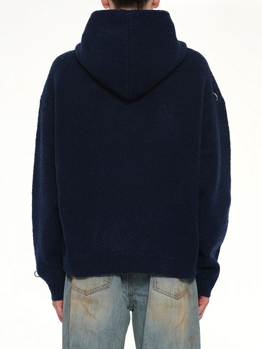 Rose with Thorns Zip-Up Hoodie in Dark Navy