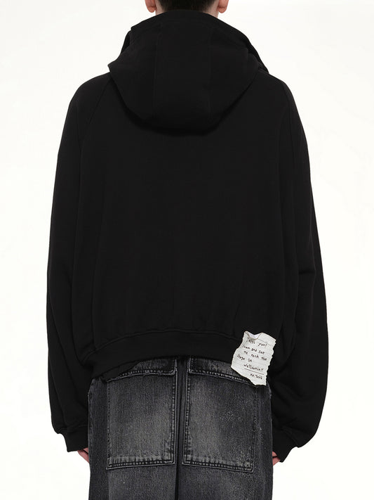 Snap-Detail Jersey Zip-Up Hoodie in Black