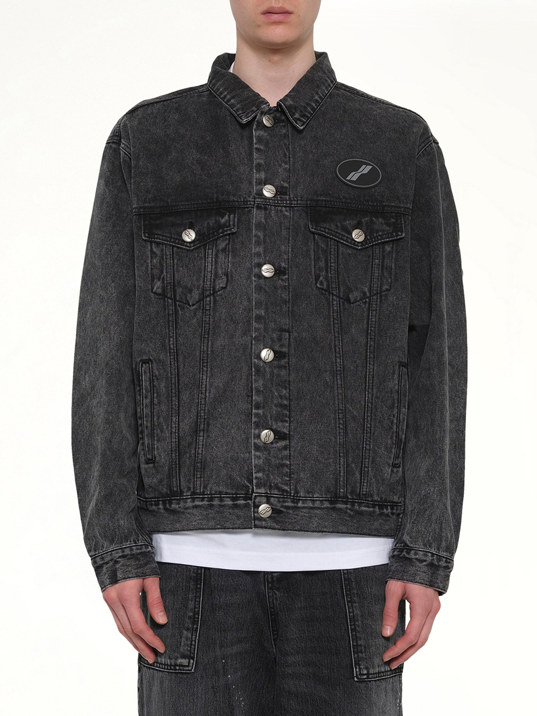 Oversized Denim Jacket in Washed Black