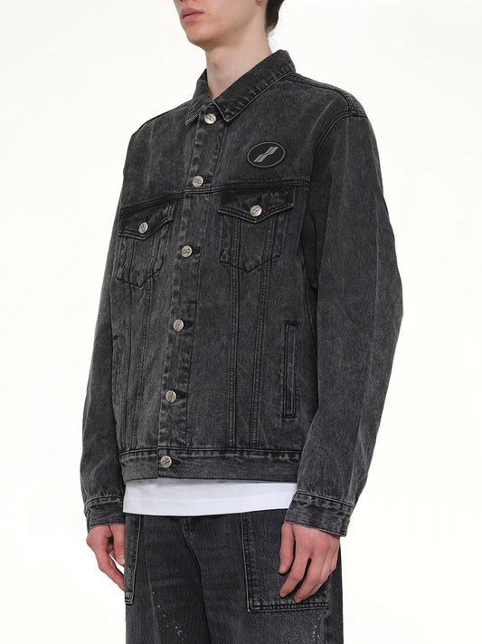 Oversized Denim Jacket in Washed Black