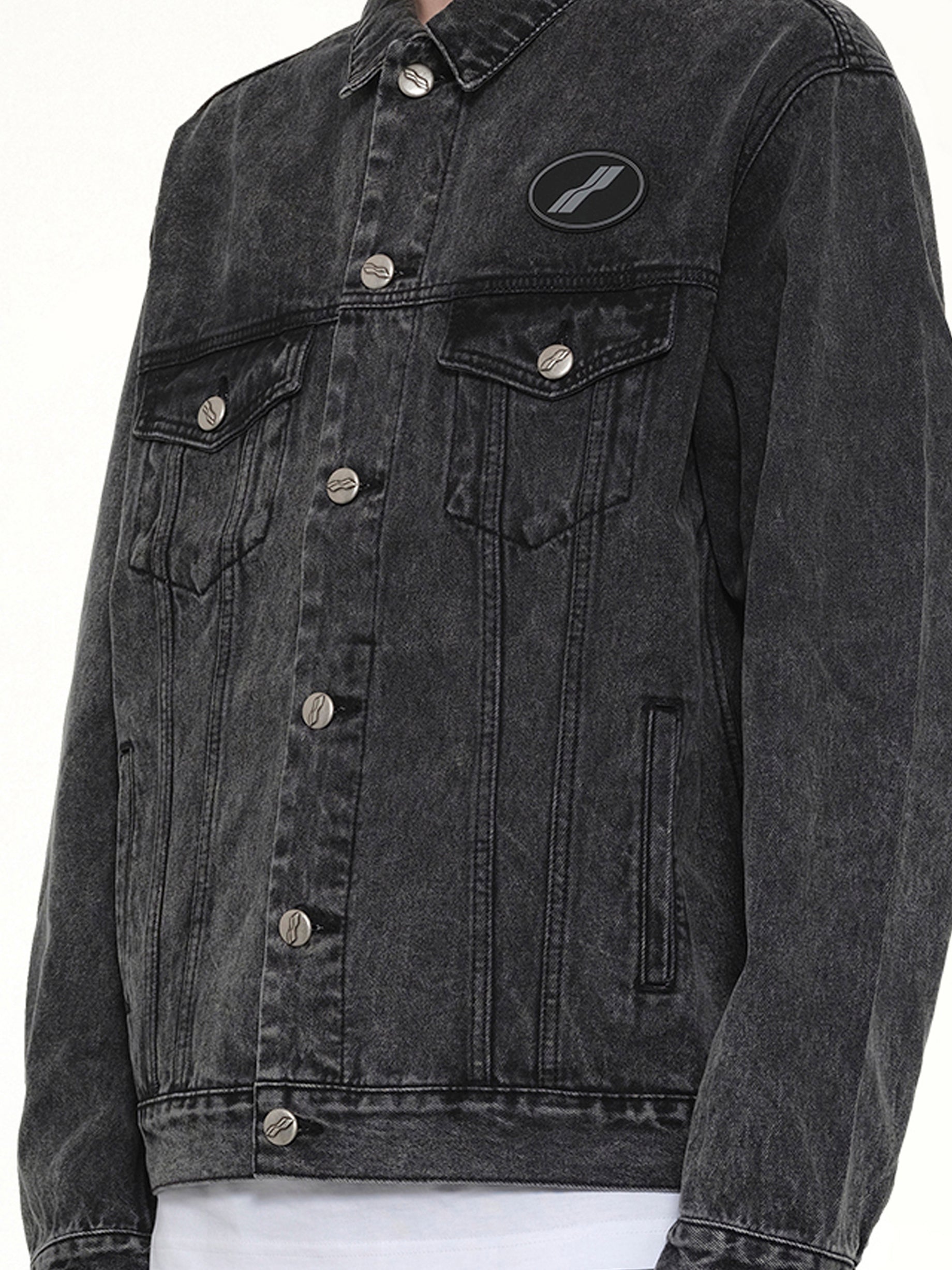 Oversized Denim Jacket in Washed Black