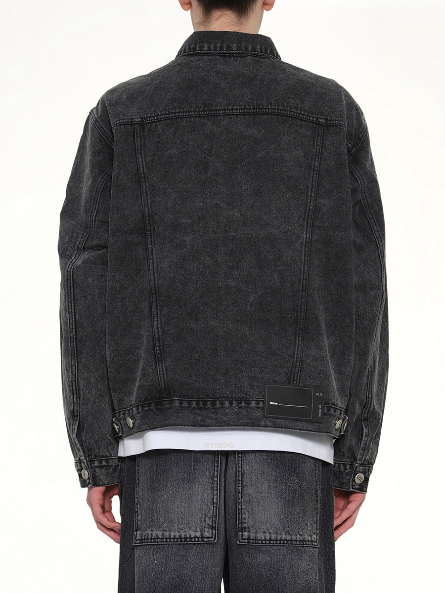 Oversized Denim Jacket in Washed Black
