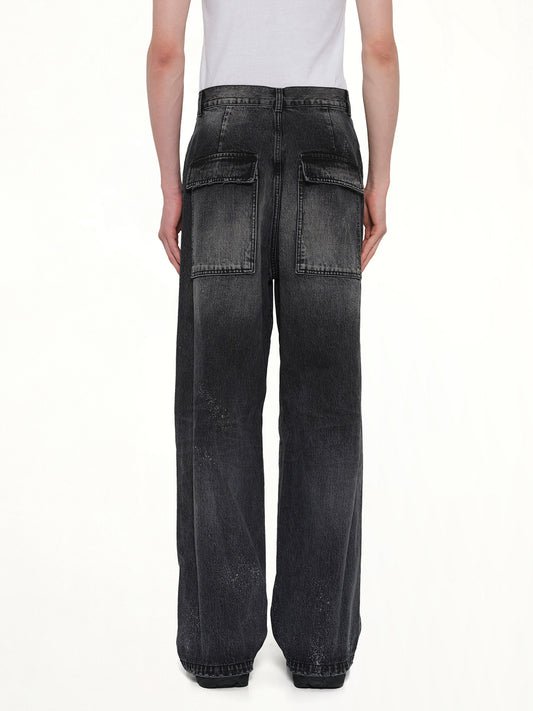 Distressed Cargo Jeans in Black