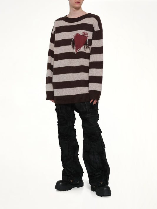 Grunge Stripe Pullover in Brown