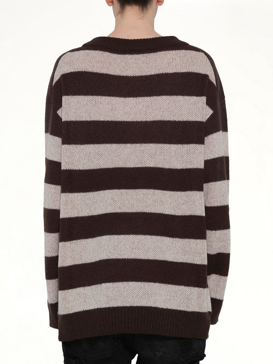 Grunge Stripe Pullover in Brown
