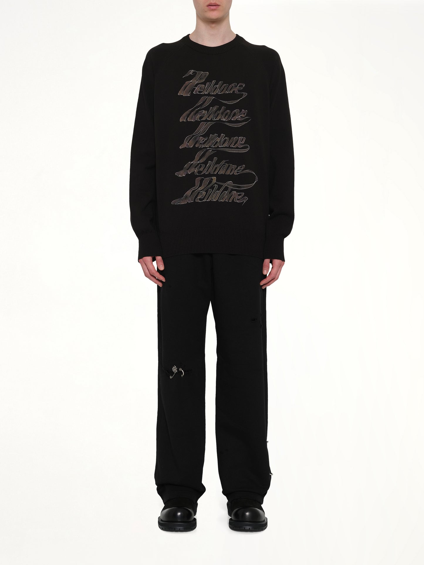 Multi Logo Print Sweater in Black