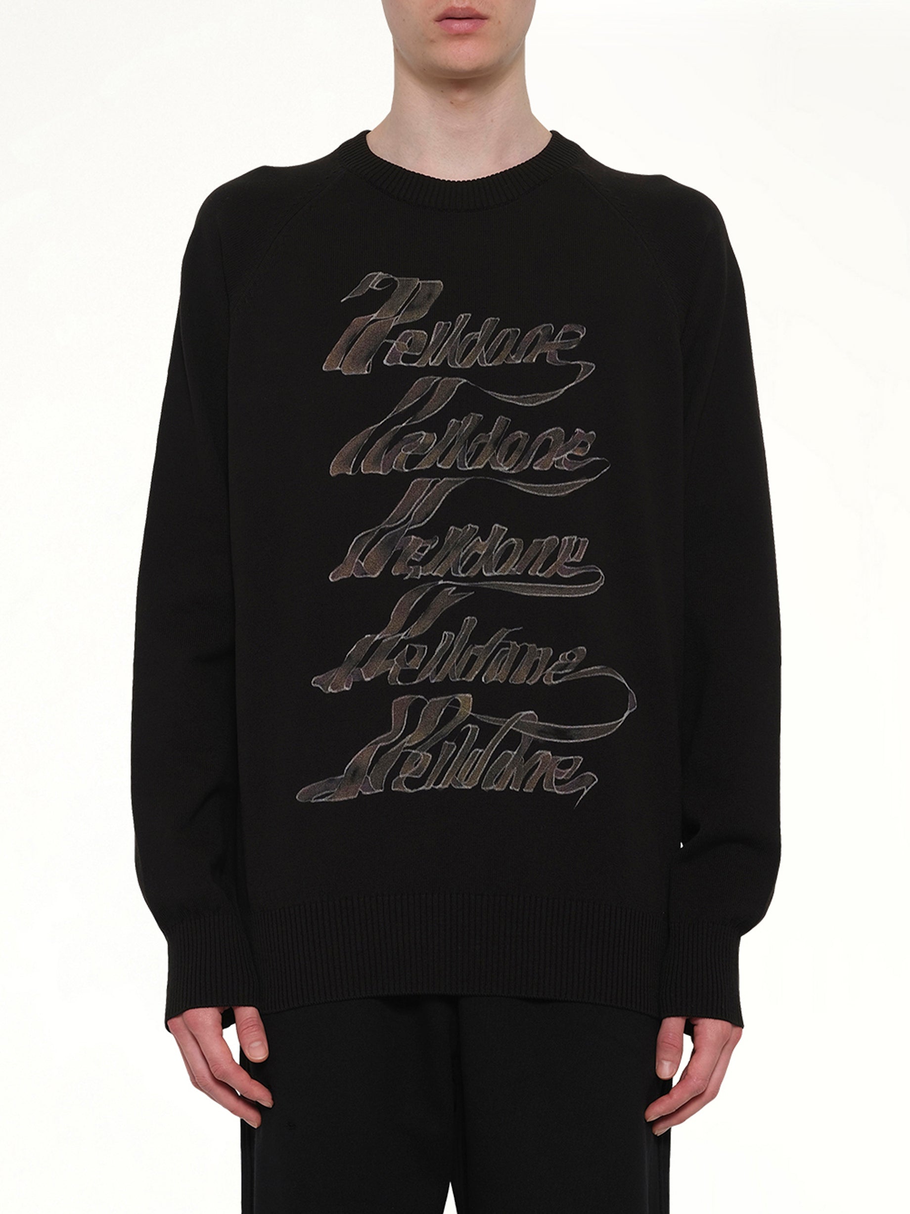 Multi Logo Print Sweater in Black