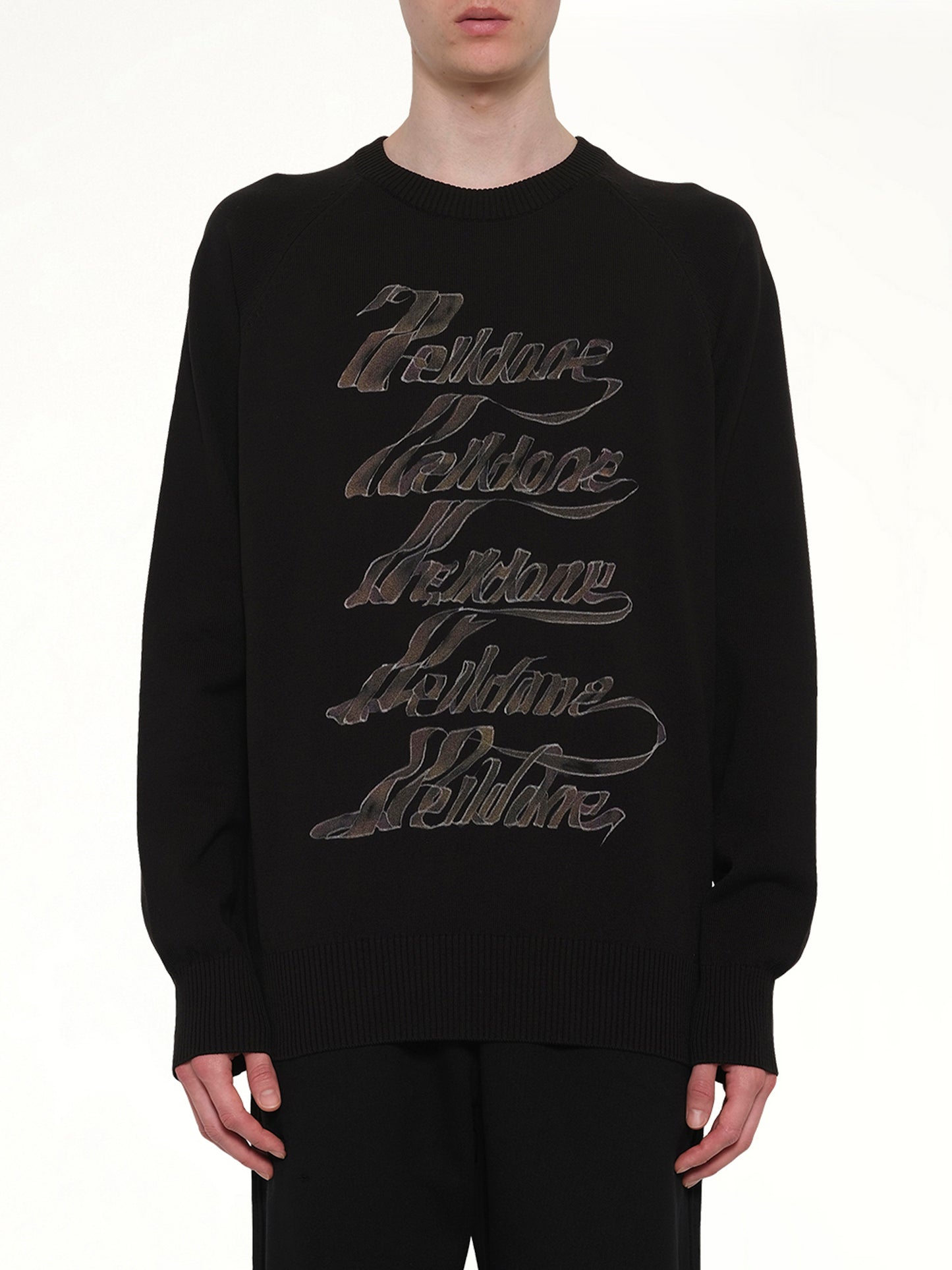 Multi Logo Print Sweater in Black