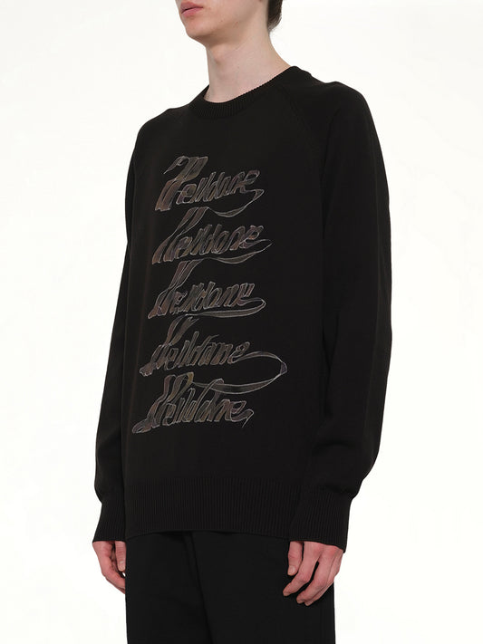 Multi Logo Print Sweater in Black