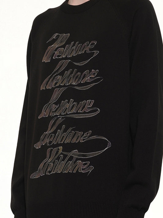 Multi Logo Print Sweater in Black