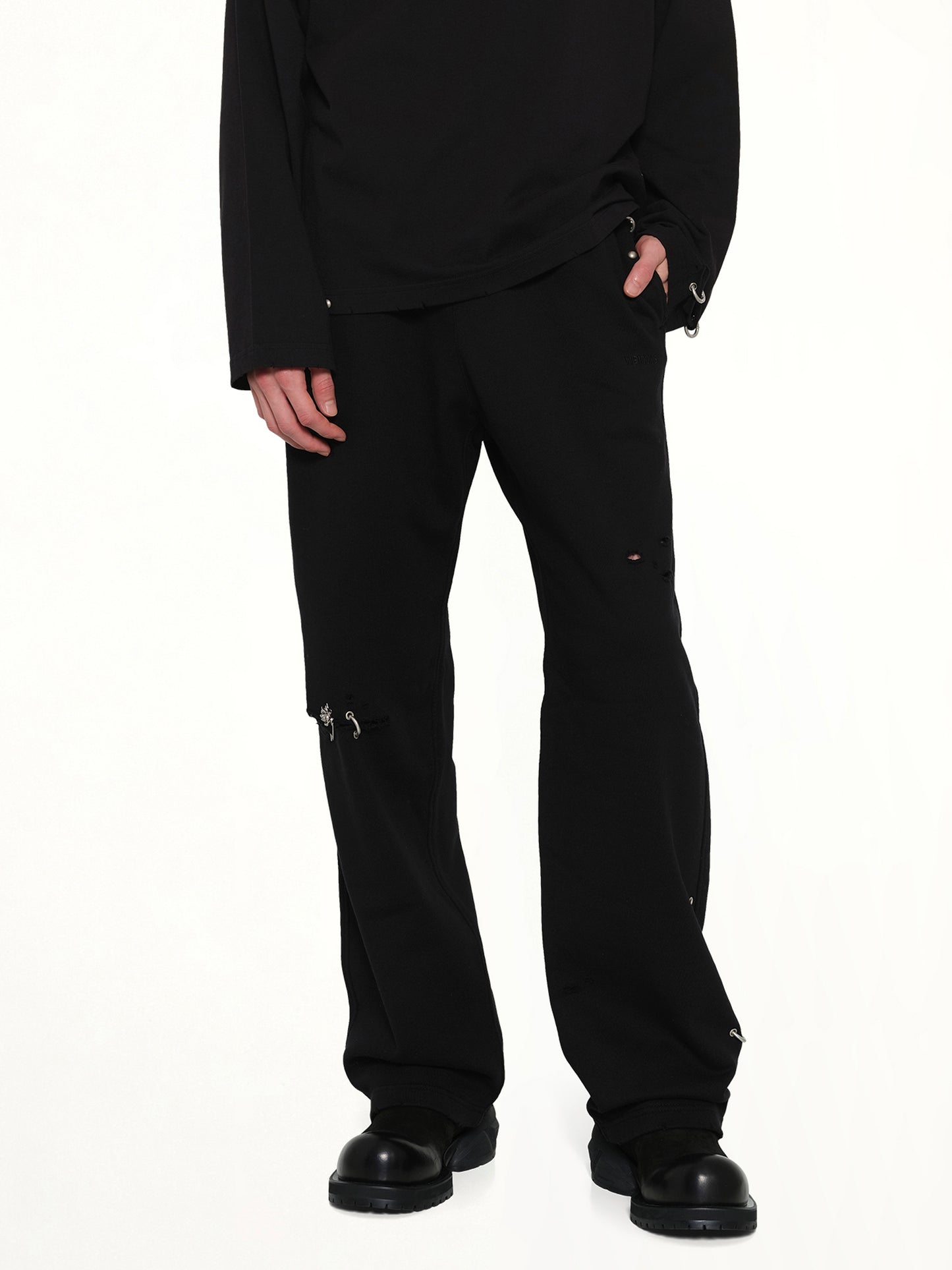Piercing Detail Sweatpants in Black