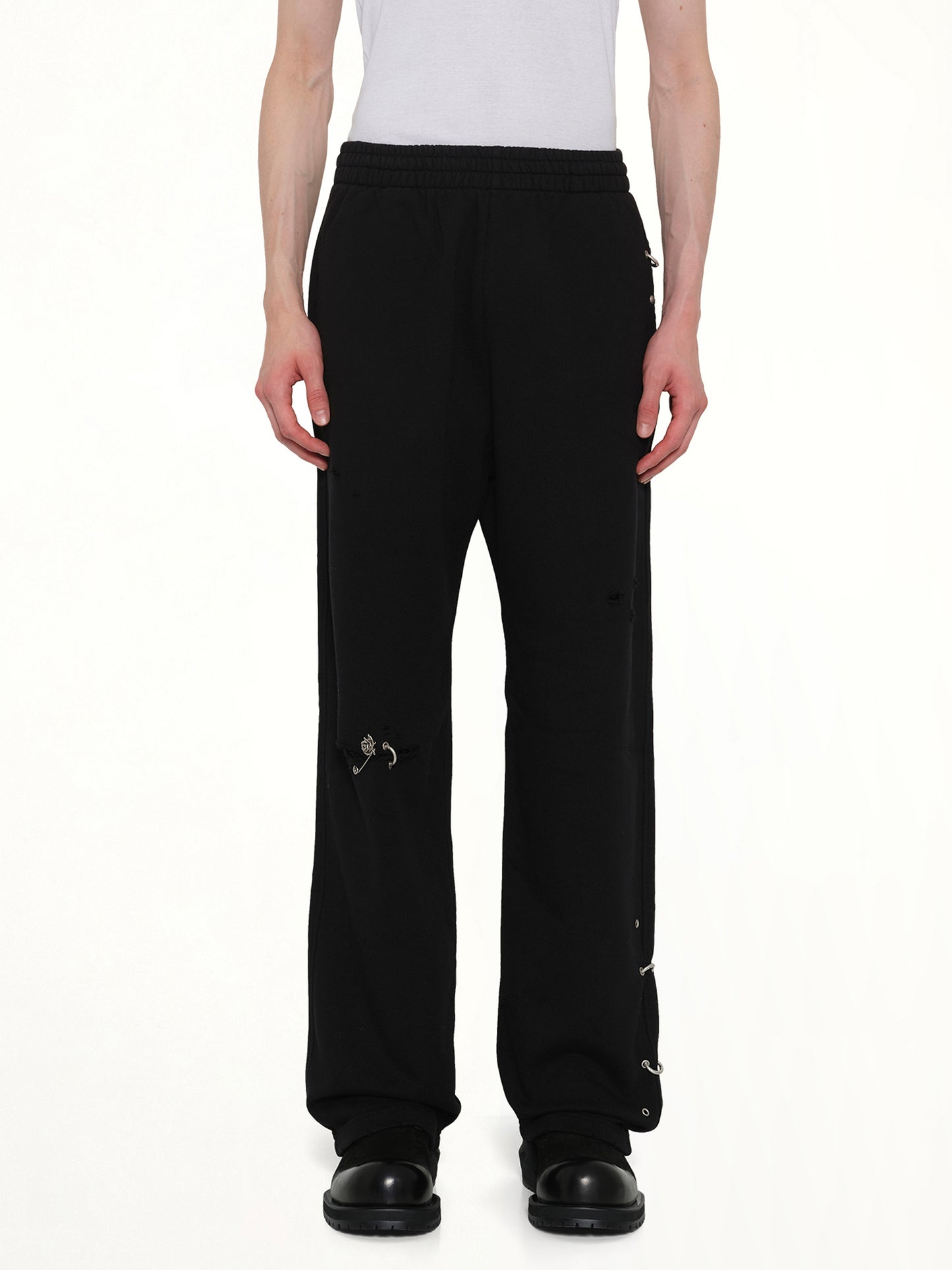 Piercing Detail Sweatpants in Black