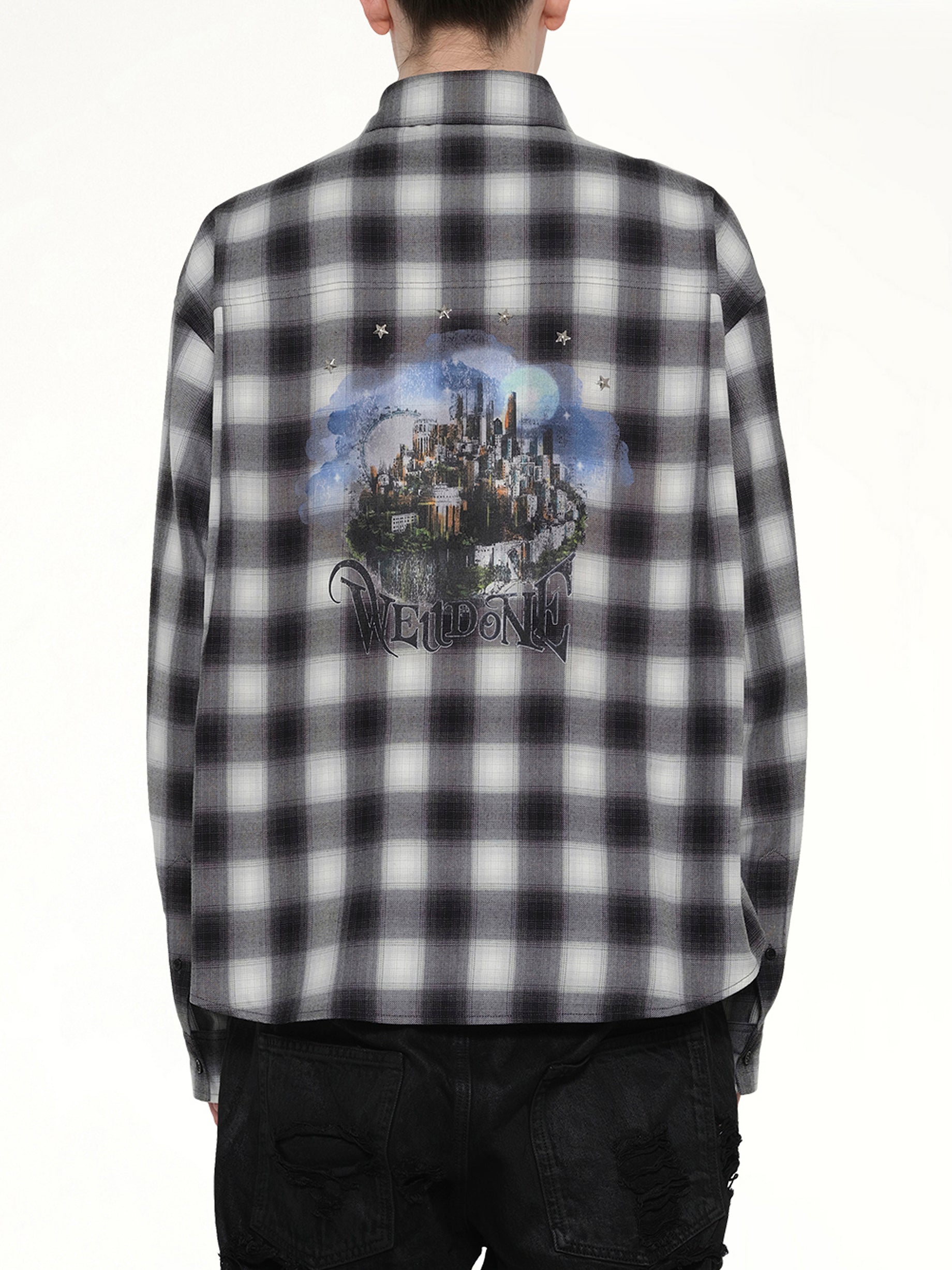City Cherckered T-Shirt in Black
