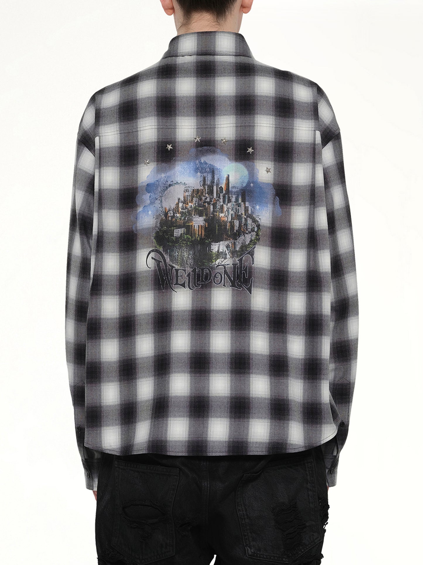 City Cherckered T-Shirt in Black