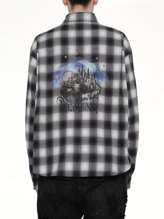 City Cherckered T-Shirt in Black