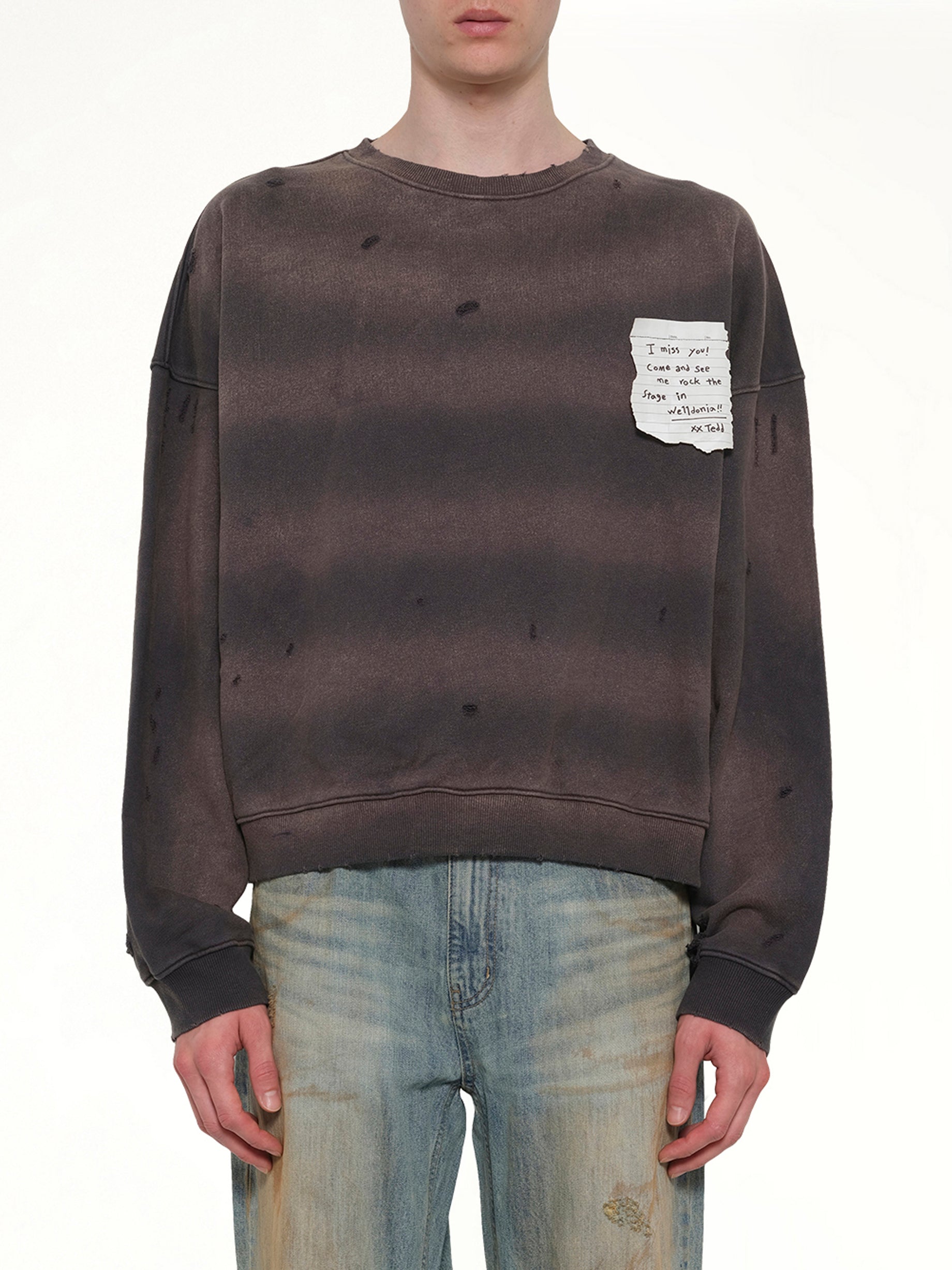 Paper Note Grunge Sweatshirt in Charcoal