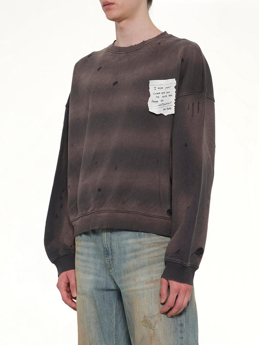 Paper Note Grunge Sweatshirt in Charcoal