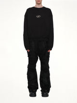 Rhinestone Balloon-Fit Sweatshirt in Black