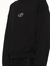 Rhinestone Balloon-Fit Sweatshirt in Black