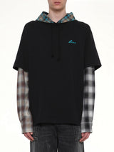 Checkered Patch Long-Sleeved T-Shirt in Black