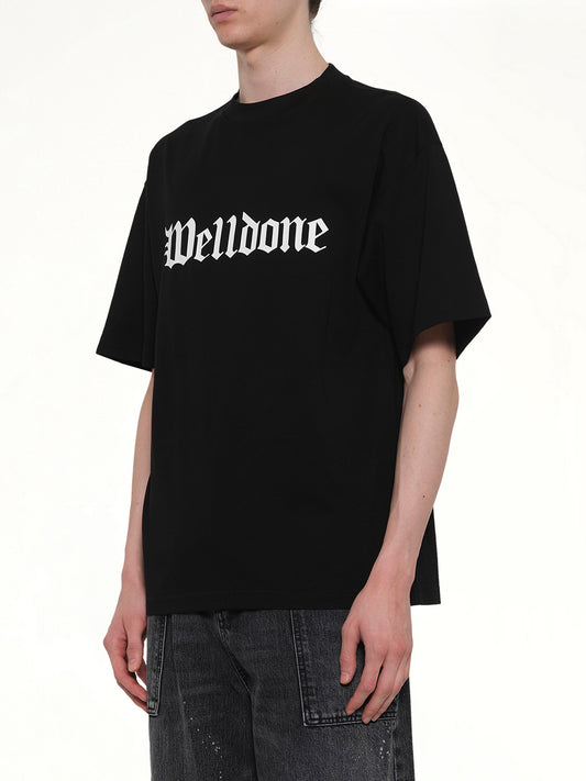 Gothic Logo Short-Sleeved T-Shirt in Black