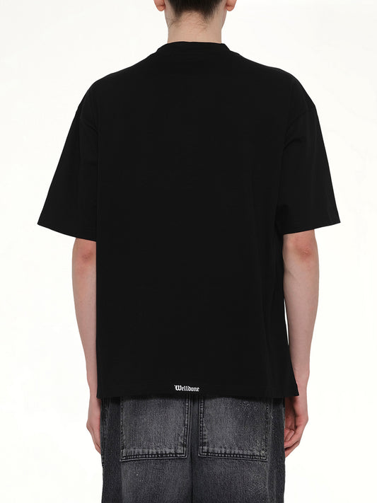 Gothic Logo Short-Sleeved T-Shirt in Black