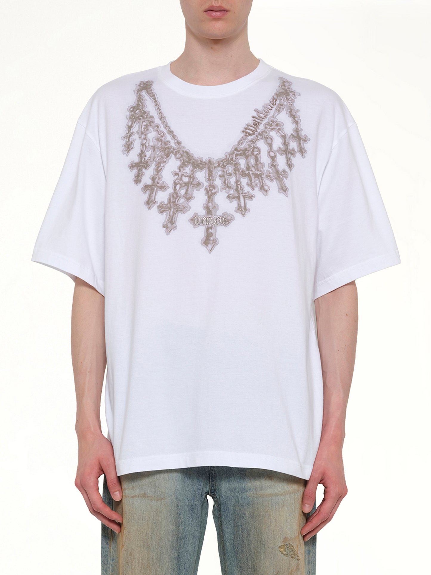 Cross Necklace T-Shirt in White