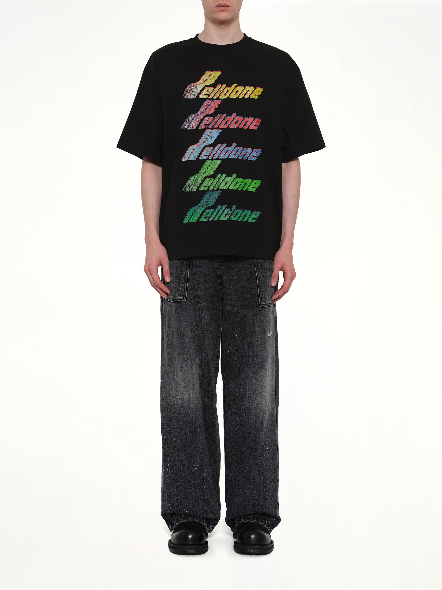 Multi Rainbow Logo T-Shirt in Black